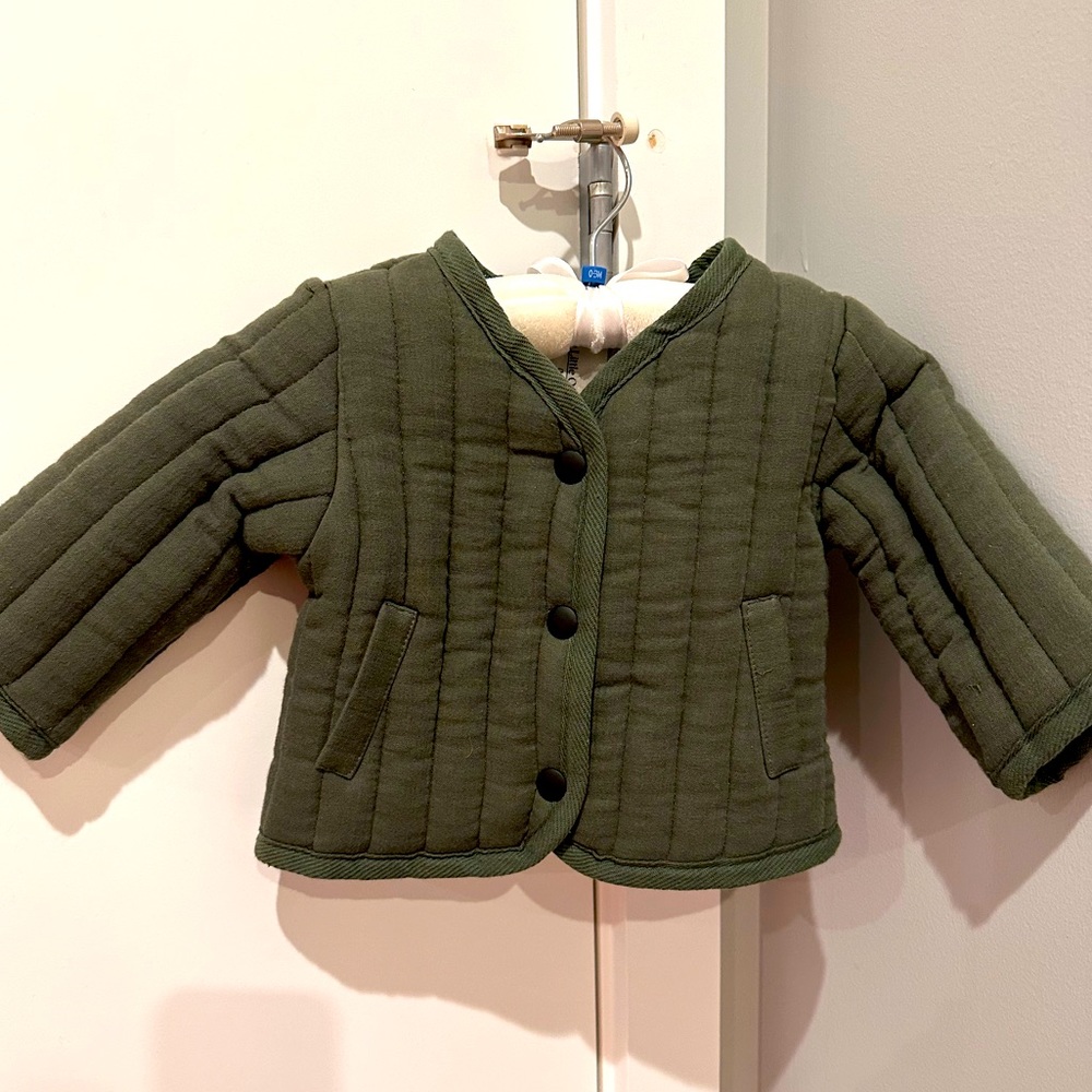 Organic cotton handmade baby quilted jacket- handmade in London and never worn